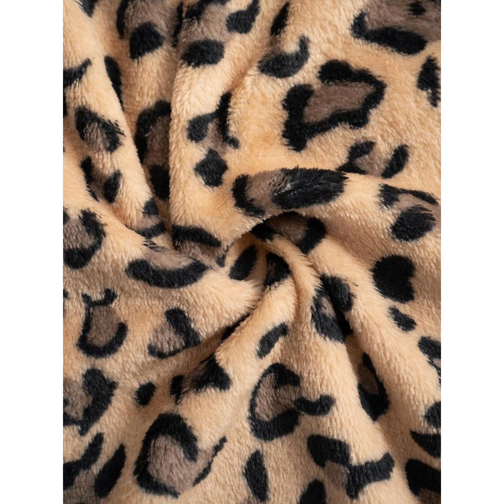 Freizeithose, Leopardenmuster, Lange Hose, Weitbeinige Hose, Warme Hose, Lockere Passform, Elastischer Bund, Bequem, Leicht elastisch