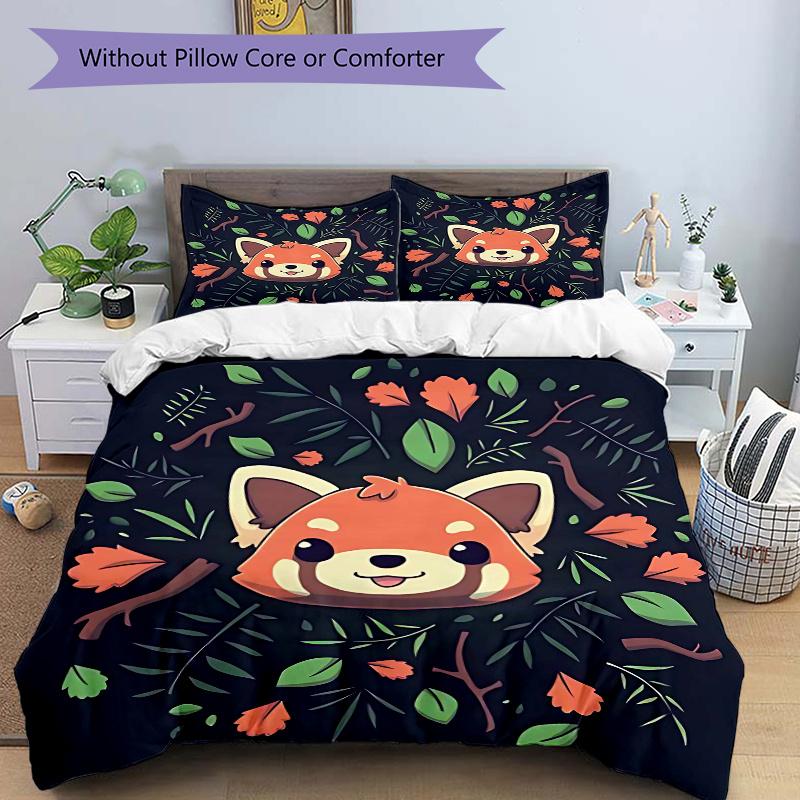 

3pcs Cute Animals Printed Bedding Set, Soft and Comfortable Quilt Cover for Bedroom, (Pillow Core Not Included).L023 135x200cm