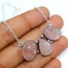 Exclusive Rose Quartz 925 Silver Plated Necklace 17" Bridesmaid Gift Trendy Y8N11