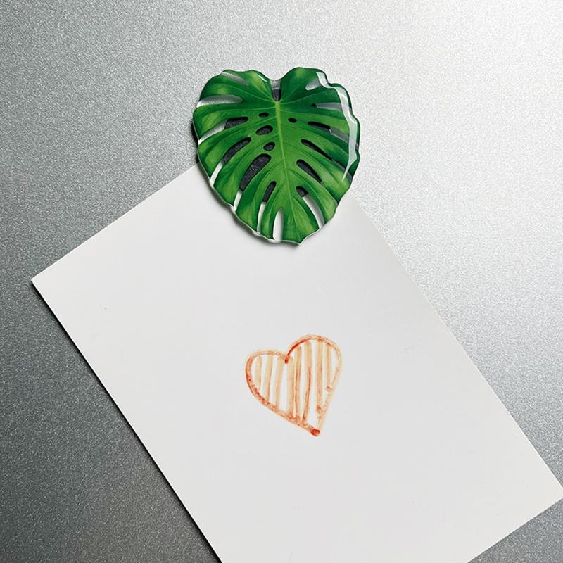 

1PC Simulation Plant Tropical Acrylic Drip Creative Refrigerator Magnets Magnetic Patch Home Decor Leaf-shaped For Reminders