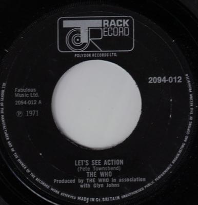 7inch Record WHO  Lets See Action 2094012 Track Record 1971 UK Rock Used