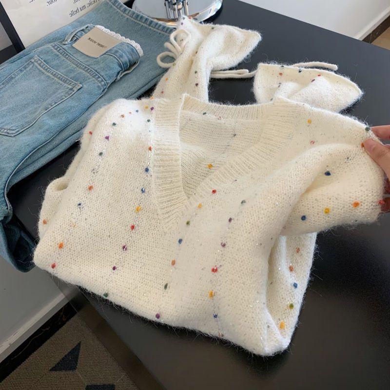 Sweater for Women Autumn Winter Thickened Pullover Warm Knitted Striped Crew Neck Base Layer Stretchy Long Sleeve Oversize Jumper Tops