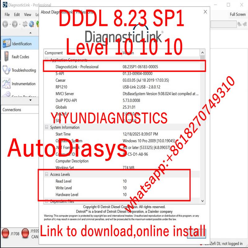 2026 Detroit Diesel Diagnostic Link DDDL 8.23 SP1 Professional Level 10+Troubleshooting 2025.07 1 pc install