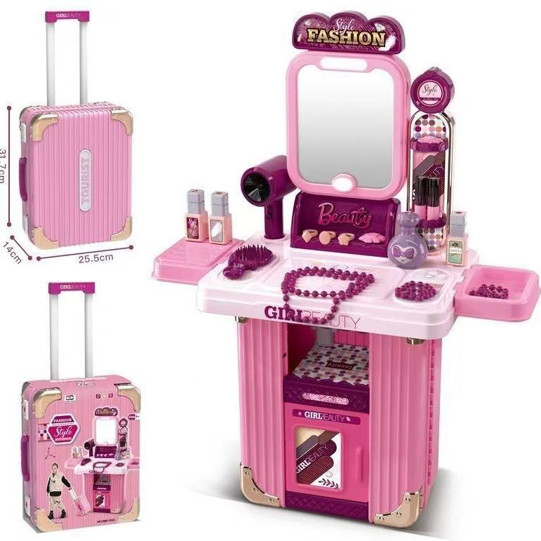 Xiongcheng Children's Playhouse Toy Set: Suitcase with Kitchen, Makeup, Medical Kit & Tableware - Perfect Birthday & Back-to-School Gift
