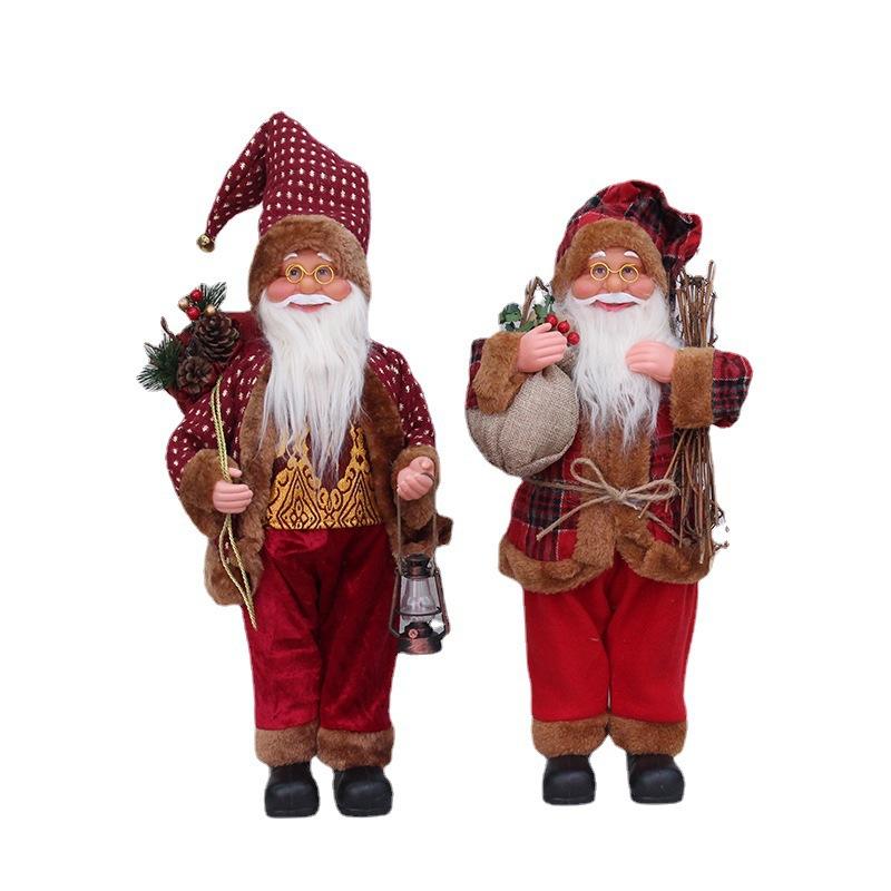 46Cm Standing Santa Claus Doll Supermarket Window Hotel Santa Claus Party Christmas Decorations