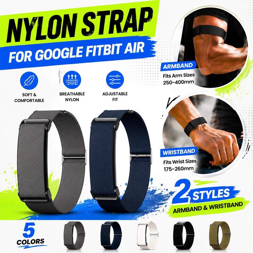 Fascia di ricambio per bicipiti per Google Fitbit Air Strap 2 Pezzi Braccialetto in Nylon Regolabile Fascia per Fitness Tracker per Google Fitbit Air Band
