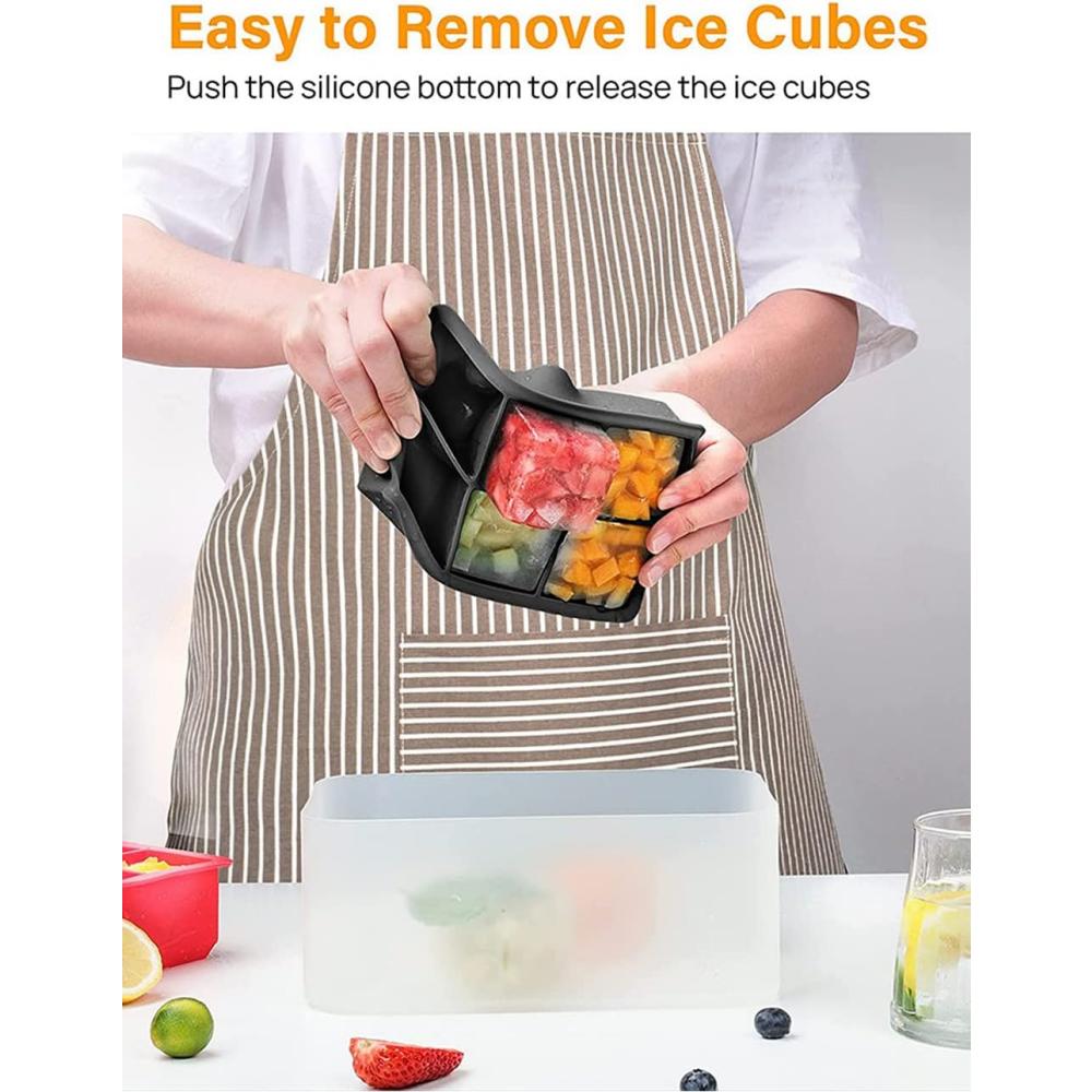 Silicone Ice Cube Trays, Large Ice Cube Trays, 6 Trays, Ice Cube Trays, BPA-free, Suitable for Refrigerating Beverages, Whisky a