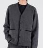 Button Seoul Wool Blend Point Line Knit Cardigan (Gray)