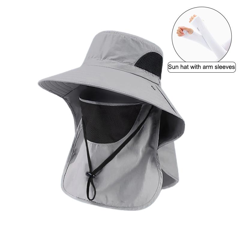 Summer Sun Hats Uv Protection Outdoor Hunting Fishing Cap For Men Women Hiking Camping Visor Bucket Hat Neck Flap Fisherman Hat