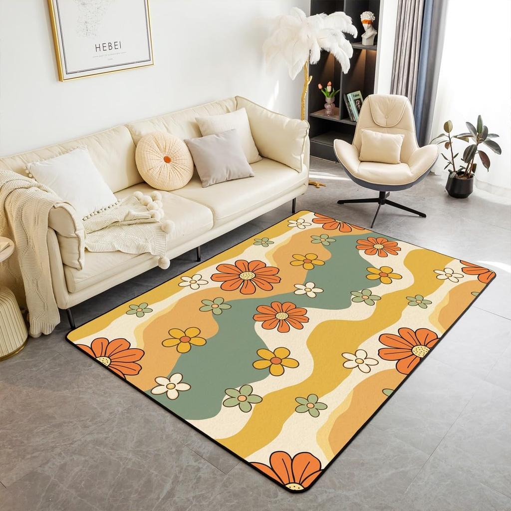 Rennauto Spielmatte 1,50 m x 1 m für Jungen Nachttisch, Schwarz Weiß Karierte Flagge Rutschfester Teppich Kinder Spielteppiche, Geometrischer Karomuster Teppich Spaßmatte für Kinder