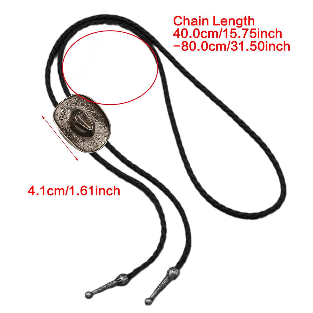 Vintage Cowboyhut Bolo Krawatte Halskette mit Weizenstern-Anhänger PU-Lederkordel Mode Krawatte für Männer und Frauen