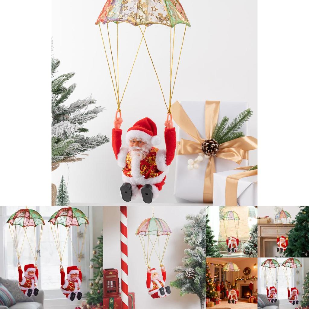 Christmas Santa Electric Parachute Toy With Music And Light For Kids Holiday Decor