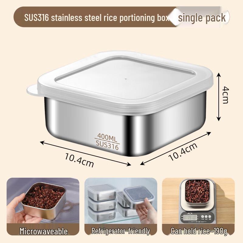 Jun Shi Qi WA Microwaveable 316 Stainless Steel Food Container 400ml