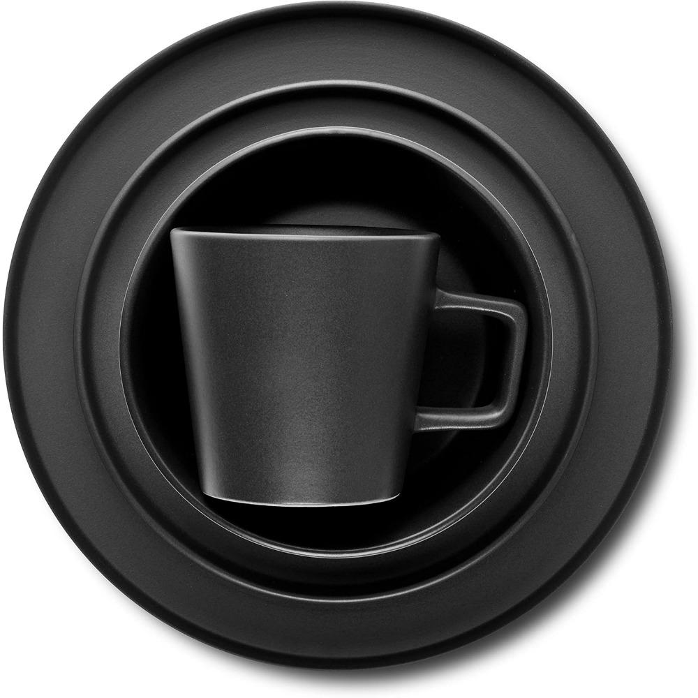 

Набор керамической посуды из 16 предметов, набор из 4 предметов, набор посуды с черными тарелками и мисками, можно мыть в посудомоечной машине, можно использовать в микроволновой печи, черный матовый