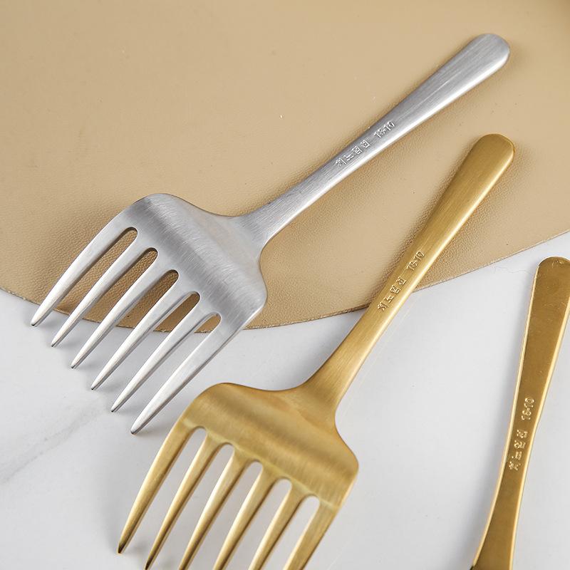 Stainless Steel Fruit 6 Toothed Fork Dessert Forks Lunch Box Accessories Household Tableware Kitchen Salad Western Cutlery Gifts