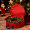 Red Round Wreath Storage Bag 600D Oxford Cloth Sturdy Carry Handle Containers For Christmas Wreath Ornament Storage Packing