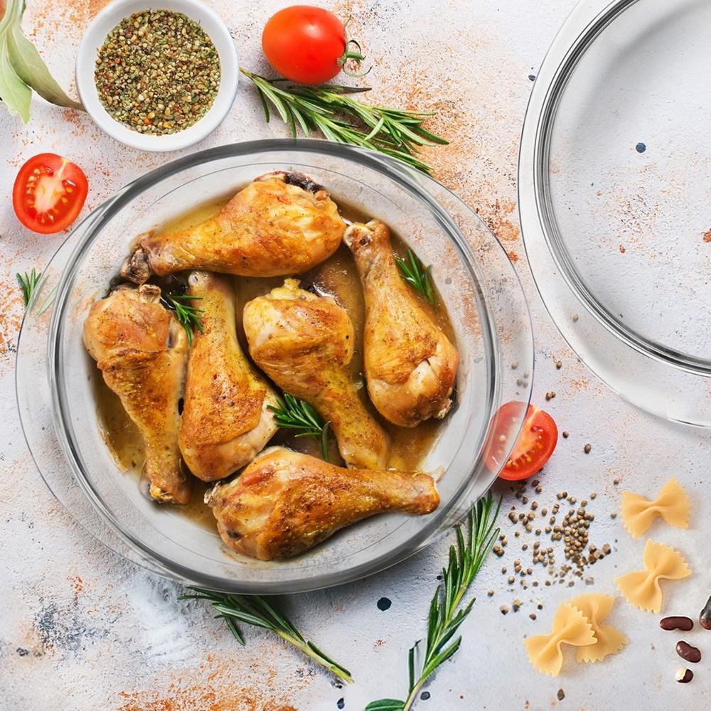 Glass ovenproof dish with lid 27x23x11.5 cm, 2.2 l