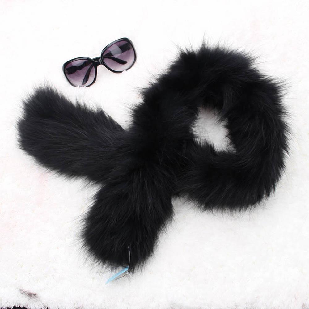 MWFur Winter Fashion Fox Fur Collar Scarf Hand Knit Women Fox Hair Scarves Winter Collar Soft Fox Fur Scarf чёрный