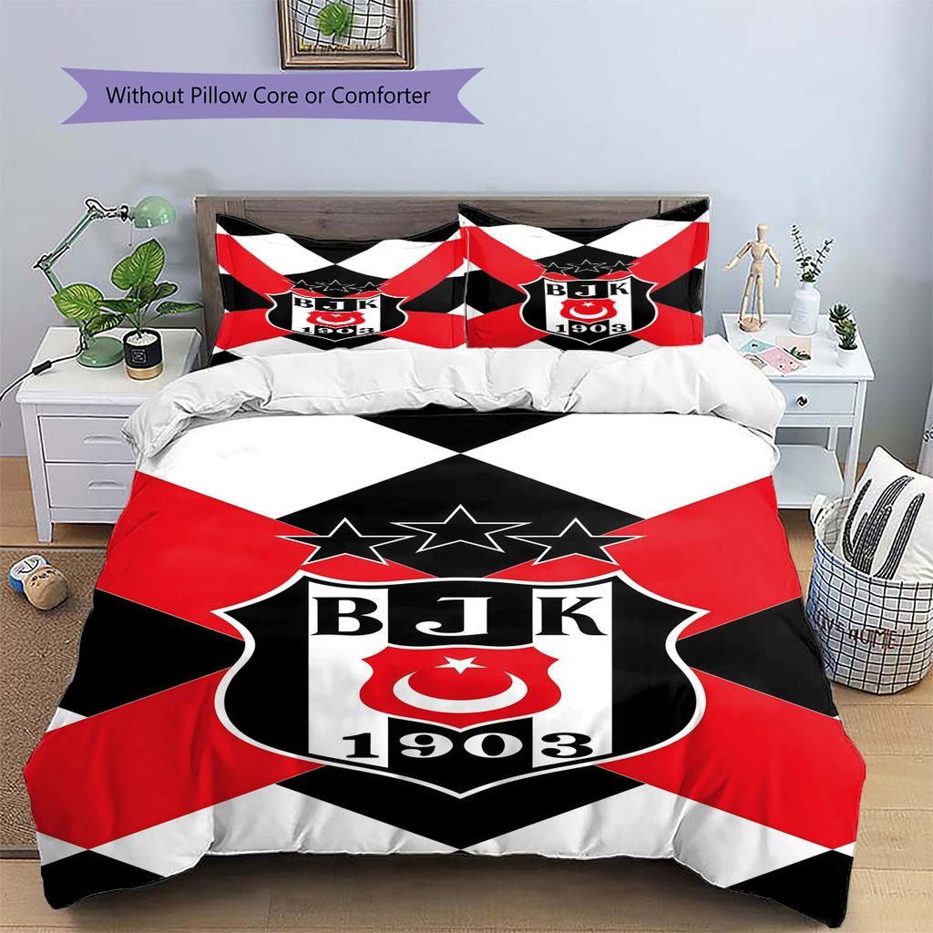 Besiktas Turnverein Muster Bettwäsche, Steppbett Set Bettbezug Kissenbezug Zuhause Geburtstagsgeschenk(1 Bettbezug + 2 Kissenbezüge, ohne Füllung)