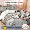 3PCS Family Letter Duvet Cover Stylish and Fun Family Letter Pattern Printed Beding Sets Queen King Size For Bedroom Decor