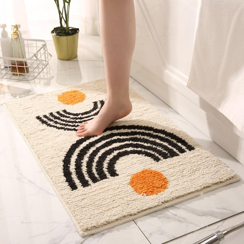 

Inyahome Boho Luxury Soft Bath Rugs for Bathroom Microfiber Soft Non-Slip Bath Mats for Tube Washable Bath Carpet Plush Fluffy 40x60cm