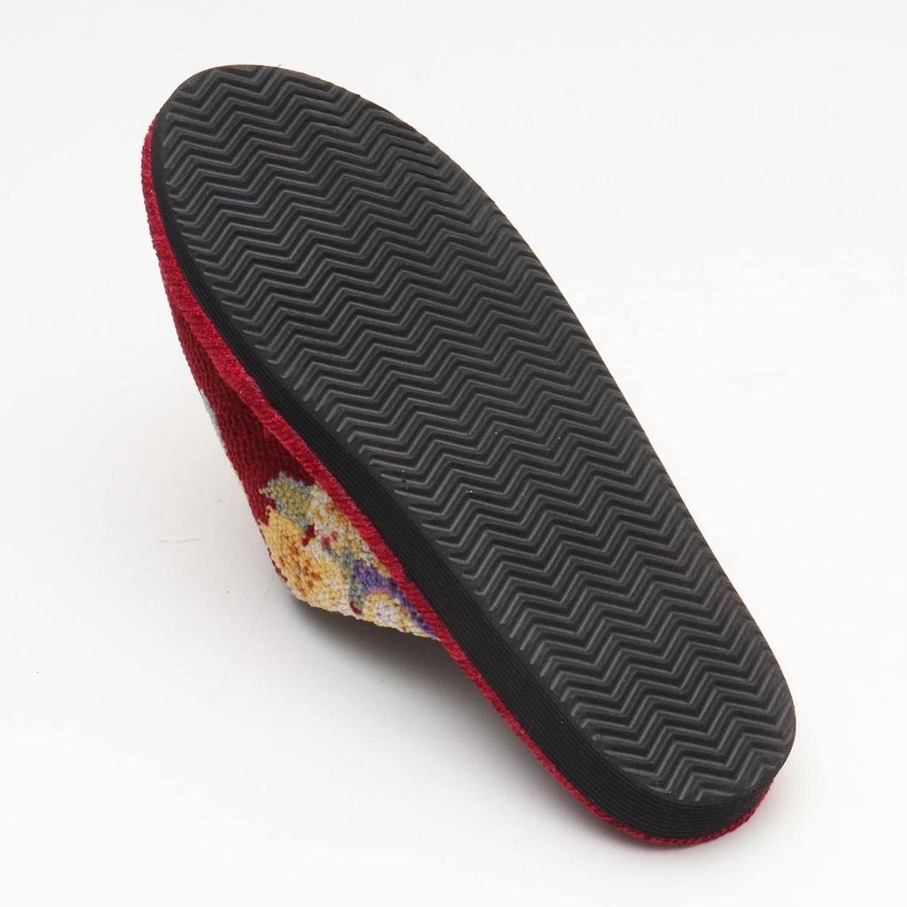 Hergestellt in Japan Chenille Stiefmütterchenmuster Gesunde Hausschuhe [Gesunde Sandalen, Gesunde Hausschuhe, Reflexzonenmassage Hausschuhe] (rot)