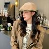 Hong Kong Style Street Retro Classic Solid Color Forward Hat Men and Women Autumn and Winter Corduroy Beret Versatile Show Small Face