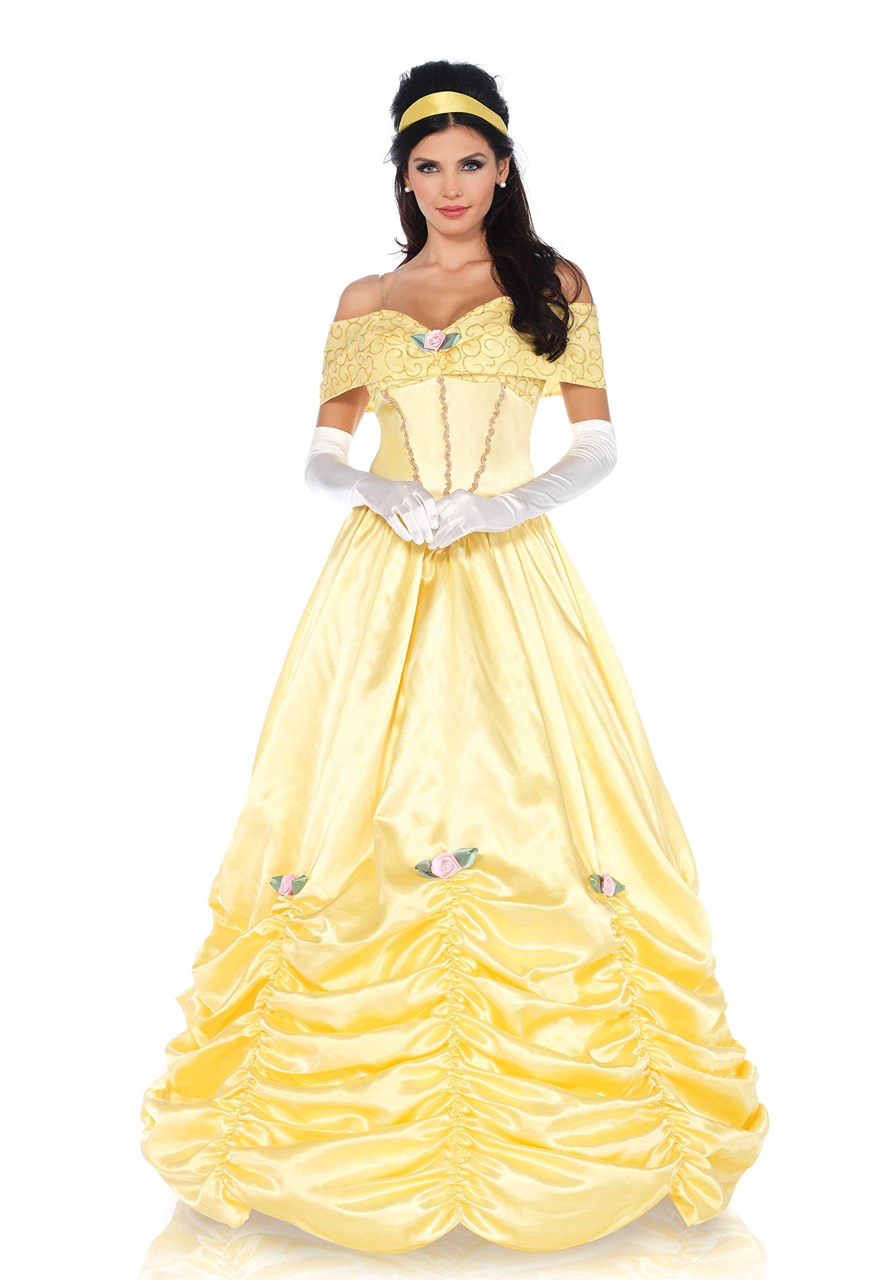 

LEG AVENUE Classic Beauty Long Dress and Hair Ribbon 85550 Set, Small, Yellow,