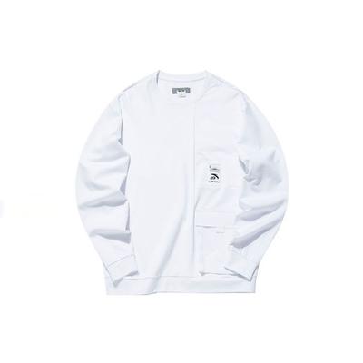 Loose Fit Solid Color Crew Neck Pullover Sweatshirt Men Tops White 152137733-1