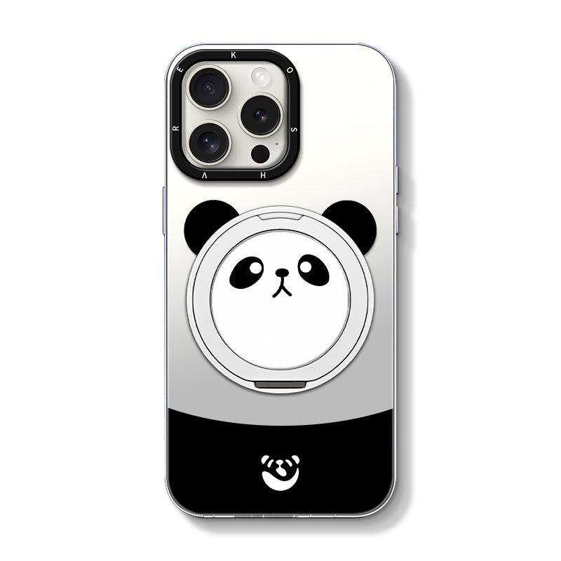 Cute Panda Suitable for Apple 16promax Mobile Phone Case 13 Couple Huawei 15 Magnetic Fulcrum Stand 14 Xiaomi