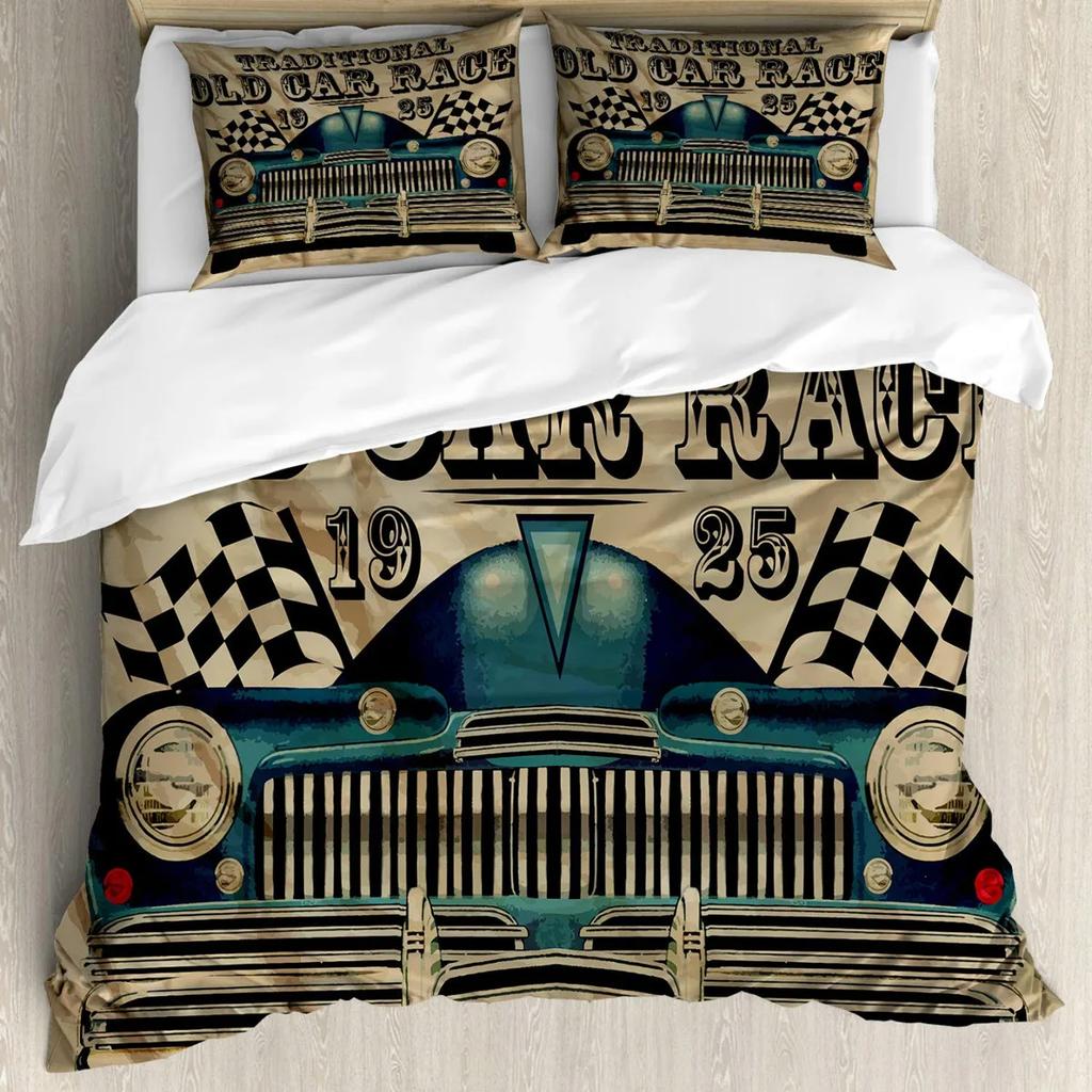 Cars Duvet Cover Set Cartoon Monster Truck Cool Vehicle Duvet Cover Set Bedclothes Double Queen King Size Polyester Qulit Cover