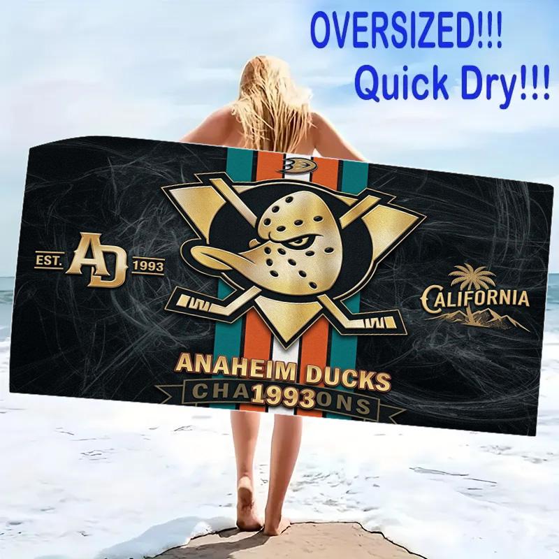 Anaheim Ducks Print Beach Towel, Large Soft Quick Dry Towel for Beach Camping Swimming