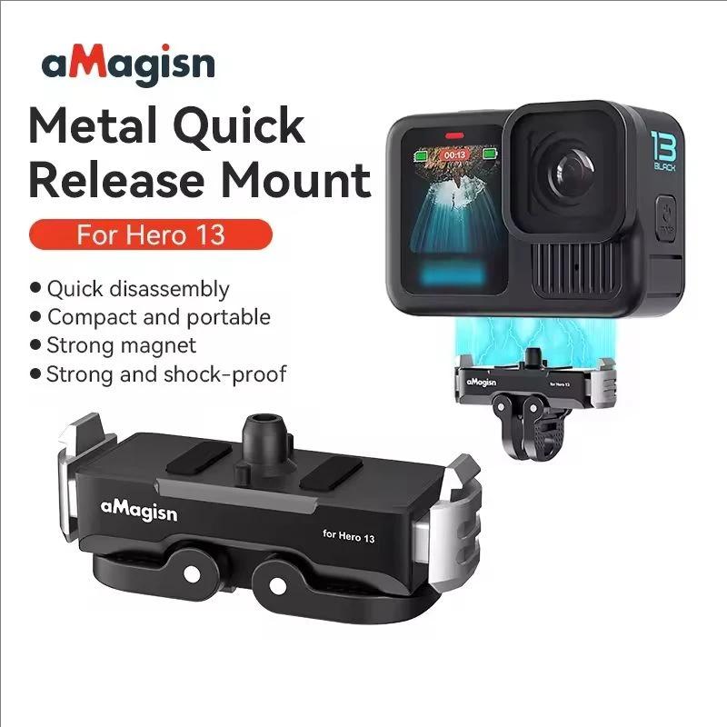 For GoPro Hero 13 Magnetic Mount - Metal Quick-Release Base with Dual Adapter Ports