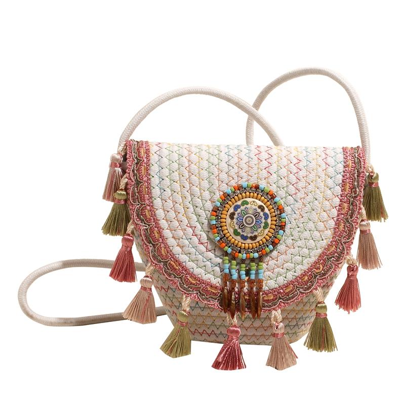 

Women Cotton Thread Weaving Messenger Bag Girls Creative Weave Handbag Shoulder Crossbody Bag for Bohemia Beach