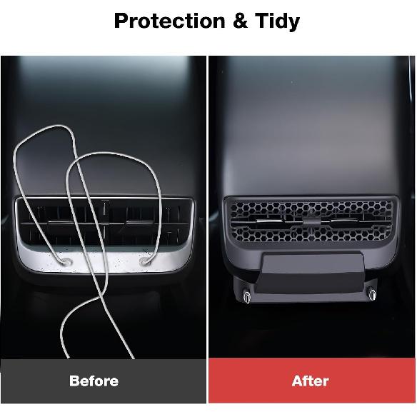 Retractable Cord Car Phone Charger For Tesla Model 3 Model Y    2024, THELIFELICIOUS Interior Accessories Rear Air Outlet Expansion Dock With Fast