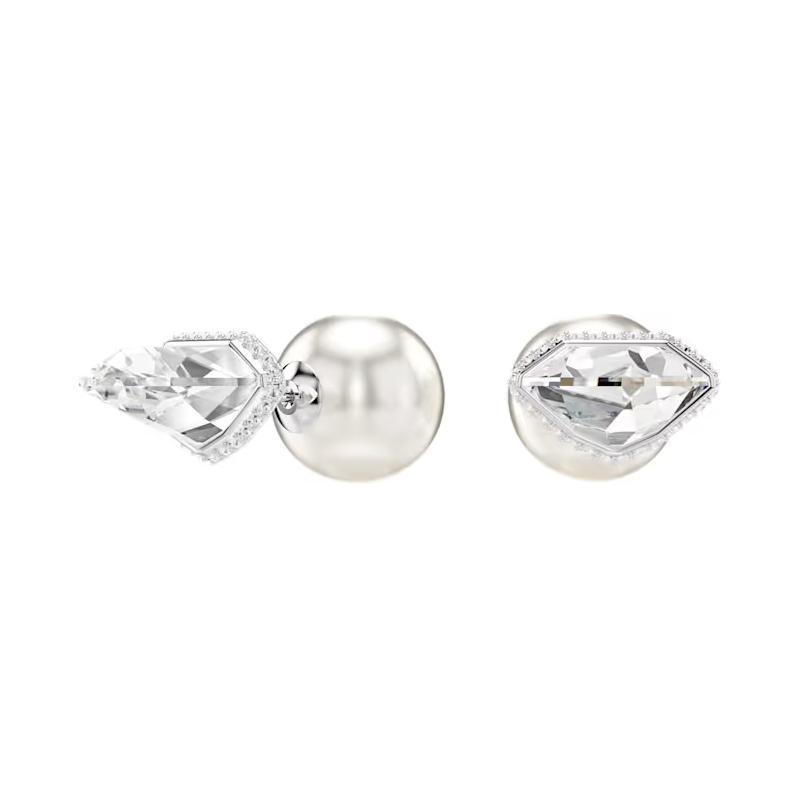 Swarovski Lucent Spherical Pavé Crystal Rhodium Plated Stud Earrings Women's Silver/White 5686483