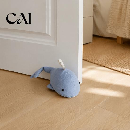 Weighted Door Holder Sand Filling Whale Doorstop, Plush Sea Animal Decorative Stopper, Heavy Duty Fabric Stopper for Home Bedroom