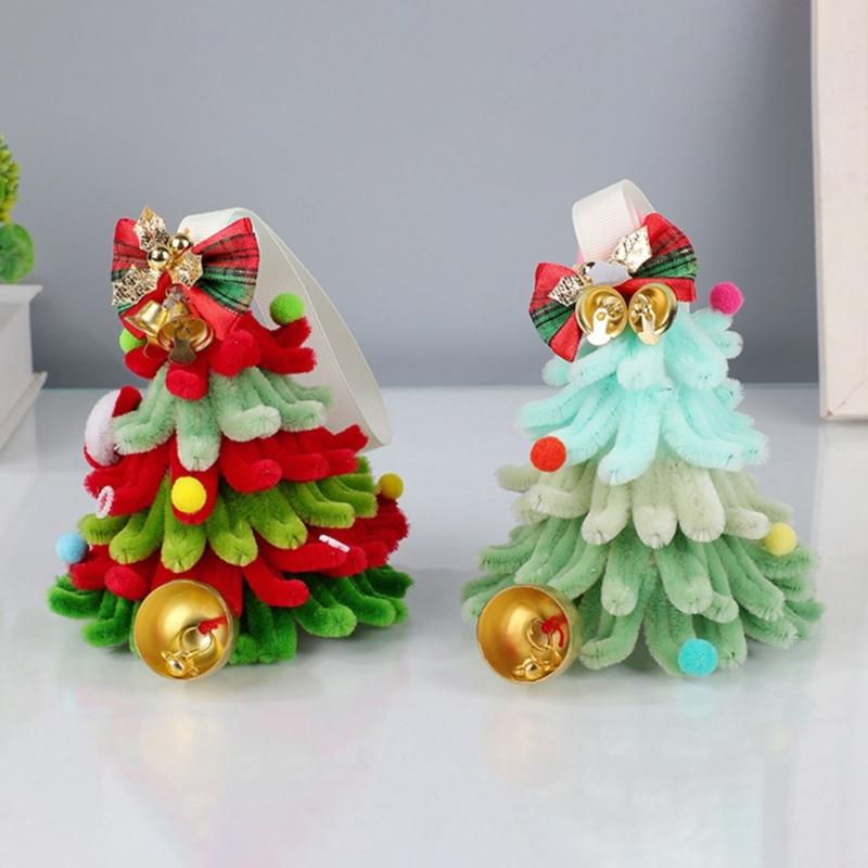Holiday Tree Decors Ornament, Soft Plush Christmas Tree Hanging Accent With Fabric Loop for Indoor Window and Tree Display