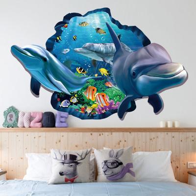 Wall Stickers Removable Waterproof Cute Underwater World Stickers for Bedroom