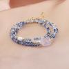 Blue crystal three-circle beaded bracelet, chalcedony Pixiu necklace, bracelet two-in-one explosion