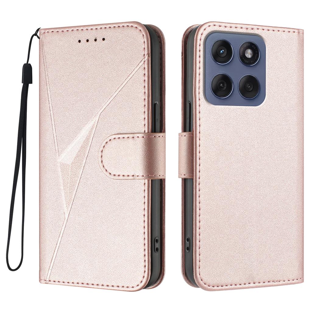 For Motorola Edge (2025) 5G/Edge 60 5G/60 Fusion 5G Case Triangle Imprint Leather Phone Cover with Lanyard