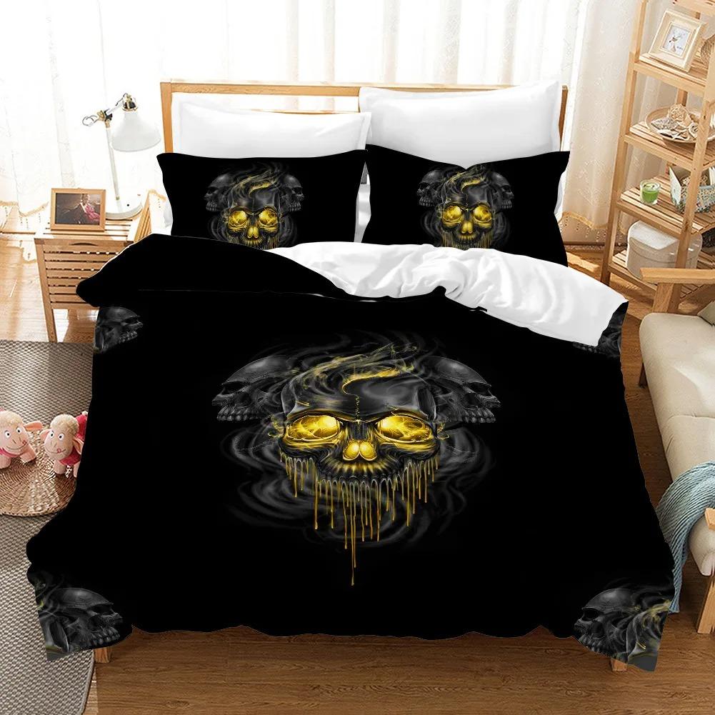 

3D Skull Bedding Set Exquisite Printing Duvet Cover King Queen Single Size Soft Comfortable Unique Design EU single(135x200cm)