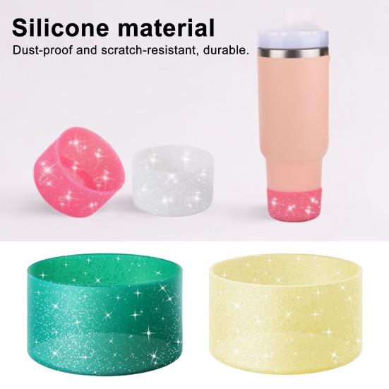 Silikonový návlek na kelímek s třpytkami, protiskluzový, tepelně izolační kryt, lehká podložka pod láhev na vodu pro tumbler