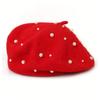 Women S Pearl Plush Beret Hat Vintage Fashion Elegant Lady Hat