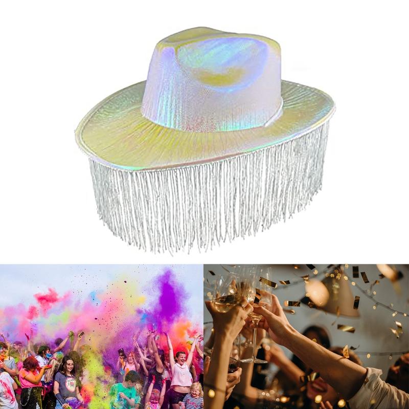 Strahlende Farbe Cowboystiefel Jazzhut für Damen Western-Cowboyhut Kirchenhut Model Show Cowboyhut Filzhut Erwachsenenmännerhut