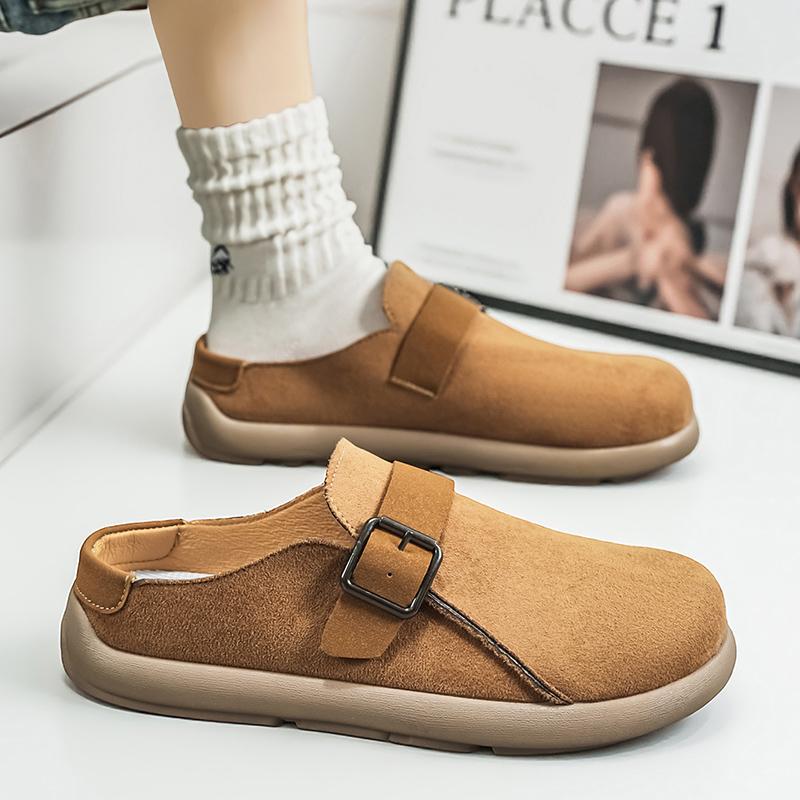 Plateau-Mules für Herren Geschlossene Zehenpartie Zum Hineinschlüpfen Flache Sneaker Breite Zehenpartie Offener Rücken Freizeitschuhe Loafer Hausschuhe Rutschfest Faulenzer-Treiber