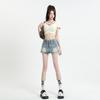 Denim Mini Skirt Women Summer High Waisted Slim A-line Skirt Shorts Female Streetwear Vintage Y2K Casual Simple Blue