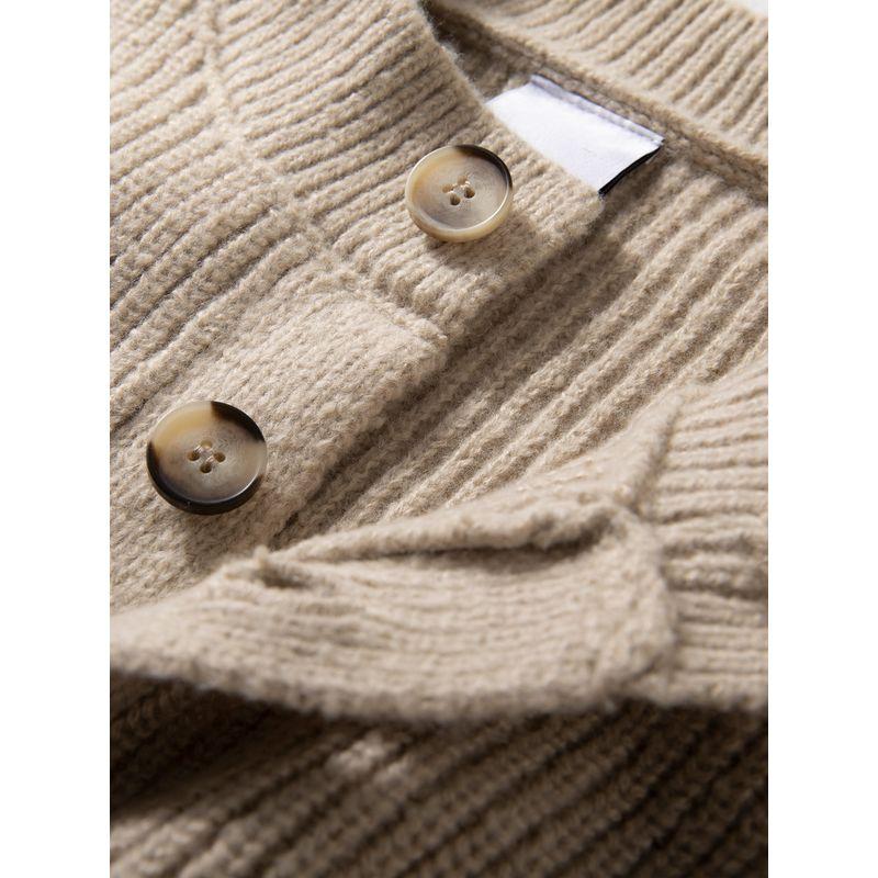 Heavyweight Thick American Retro Henley Collar Thick Knit Sweater for Men, Japanese Style Loose and Relaxed Sweater Jacket