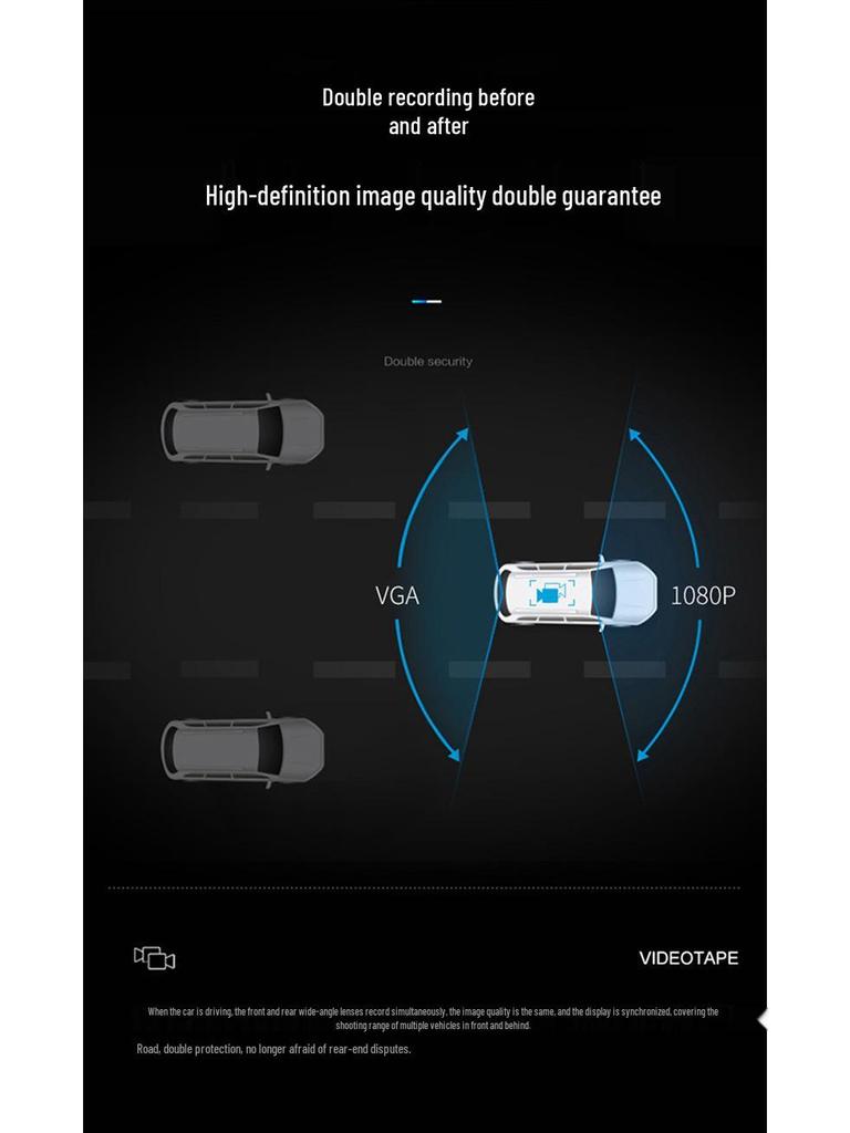 Dual-Objektiv 1080P DVR Dashcam: Aufnahme vorne und hinten, Nachtsicht, HD-Streaming-Rückspiegel