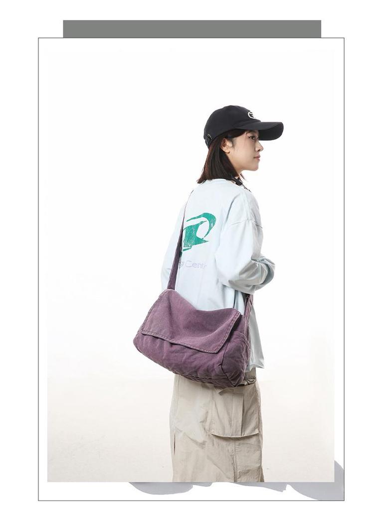 Grand sac bandoulière en toile pour femmes: Style Rétro Japonais, Sac à Dos Polyvalent pour Étudiants